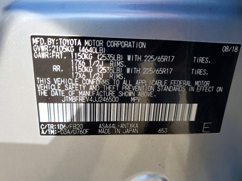 Aukcja sprzedaży 2018 Toyota Rav4, vin: JTMBFREV4JJ246500, numer aukcji: 54179566