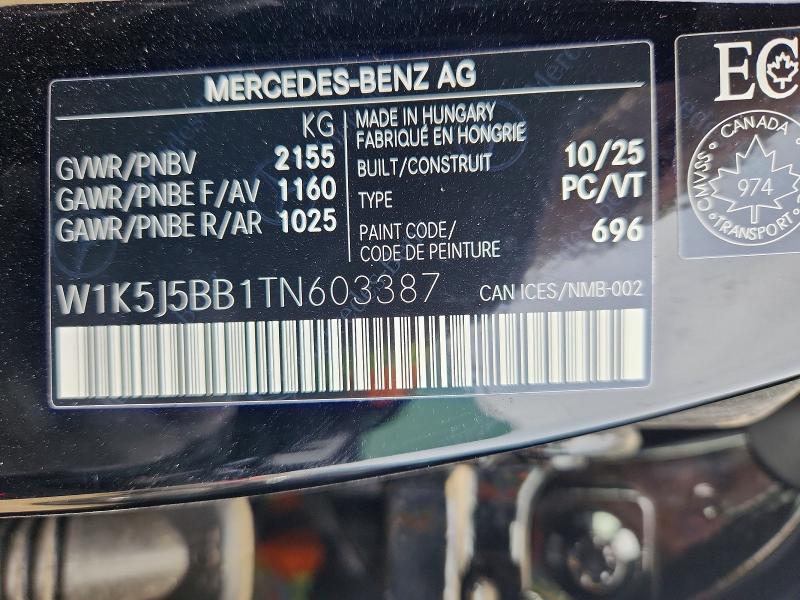 Продажа на аукционе авто 2026 Mercedes-benz Cla, vin: W1K5J5BB1TN603387, номер лота: 53552296