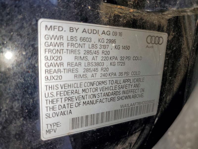 Aukcja sprzedaży 2017 Audi Q7, vin: WA1LAAF76HD028825, numer aukcji: 55245776