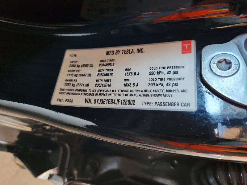 Продаж на аукціоні авто 2018 Tesla Model 3, vin: 5YJ3E1EB4JF128002, номер лоту: 54914436
