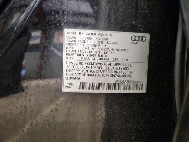 52802526 :رقم المزاد ، WA1LGAFE8FD020011 vin ، 2015 Audi Q7 مزاد بيع