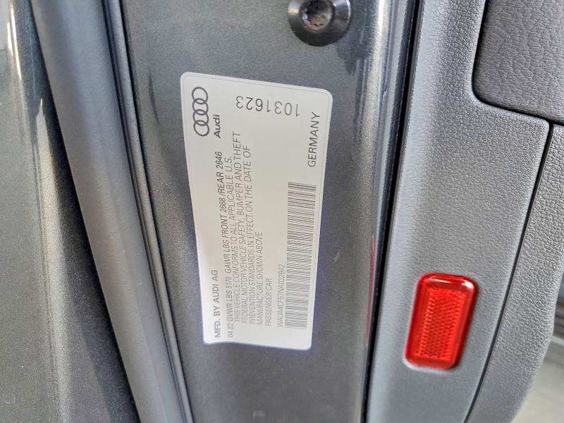 2022 Audi S5 მანქანა იყიდება აუქციონზე, vin: WAUA4CF57NA032942, აუქციონის ნომერი: 53638156
