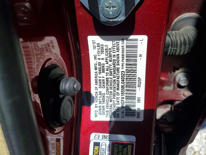 Продажа на аукционе авто 2008 Honda Civic, vin: 1HGFA16558L040523, номер лота: 54885446