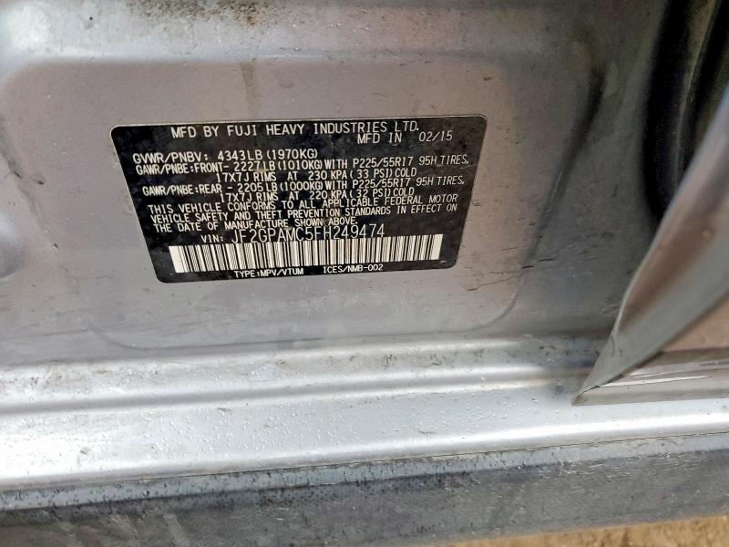Продаж на аукціоні авто 2015 Subaru Xv Crosstrek, vin: JF2GPAMC5FH249474, номер лоту: 52311616