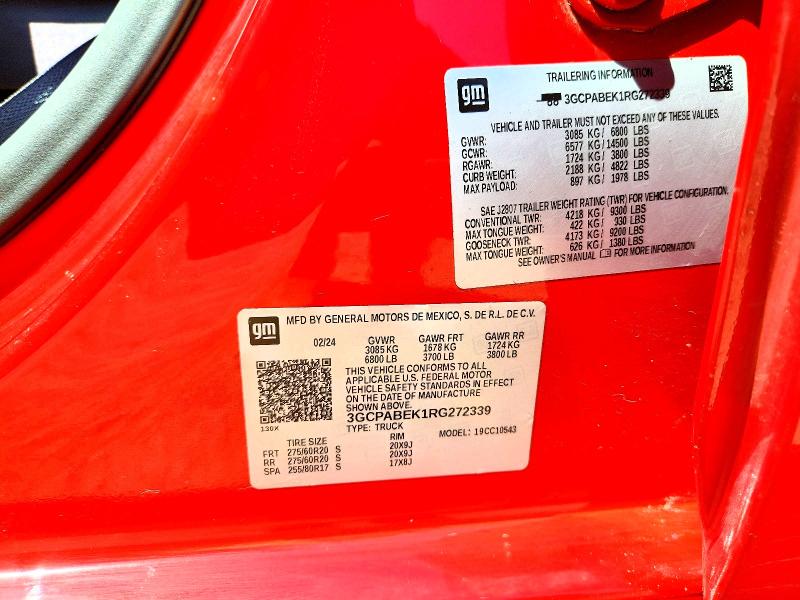 2024 Chevrolet Silverado მანქანა იყიდება აუქციონზე, vin: 3GCPABEK1RG272339, აუქციონის ნომერი: 53444116