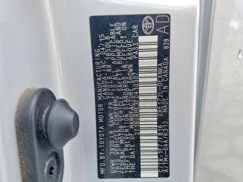 54997086 :رقم المزاد ، 2T1BURHE3FC410307 vin ، 2015 Toyota Corolla مزاد بيع
