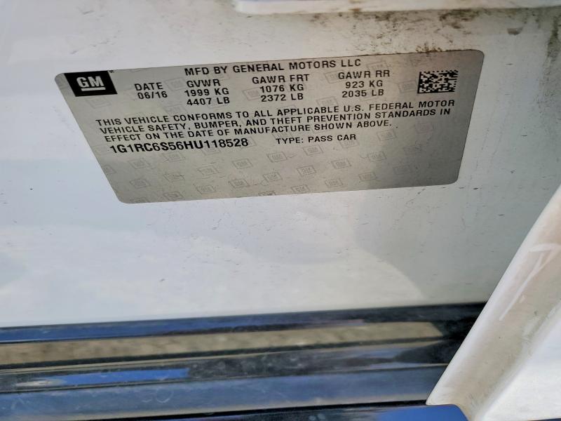 Aukcja sprzedaży 2017 Chevrolet Volt, vin: 1G1RC6S56HU118528, numer aukcji: 53282306