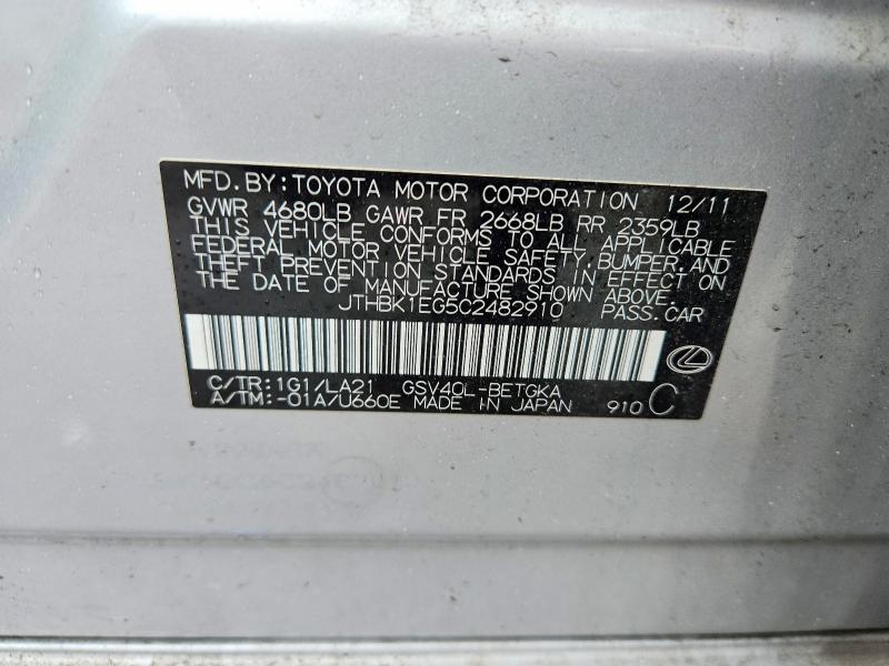 Продаж на аукціоні авто 2012 Lexus Es, vin: JTHBK1EG5C2482910, номер лоту: 54213796