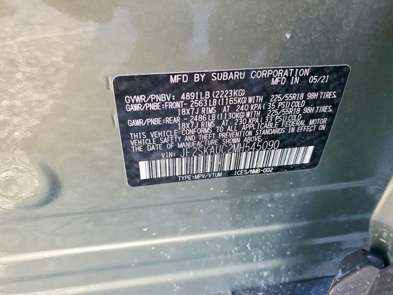 Aukcja sprzedaży 2021 Subaru Forester, vin: JF2SKAUC2MH545090, numer aukcji: 54712736