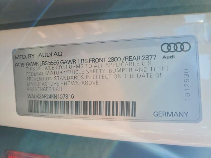 Aukcja sprzedaży 2019 Audi A6, vin: WAUK2AF24KN107816, numer aukcji: 55210496