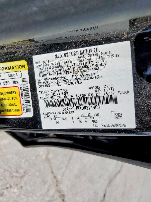 52159146 :رقم المزاد ، 3FA6P0HRXDR224400 vin ، 2013 Ford Fusion مزاد بيع