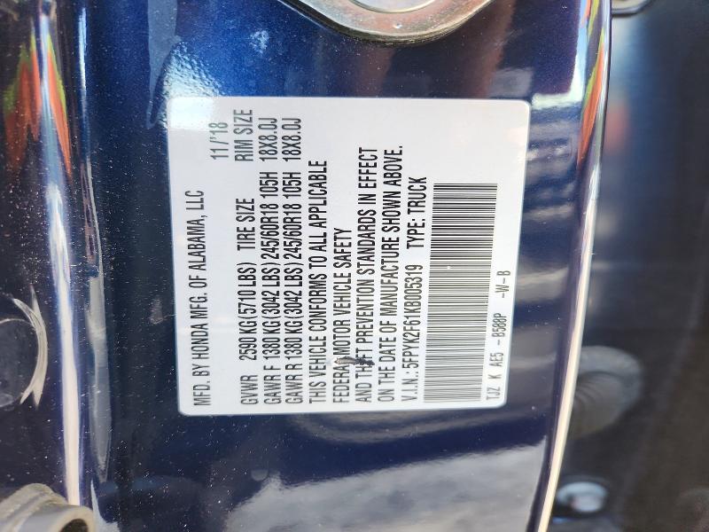 Aukcja sprzedaży 2019 Honda Ridgeline, vin: 5FPYK2F61KB005319, numer aukcji: 53392636