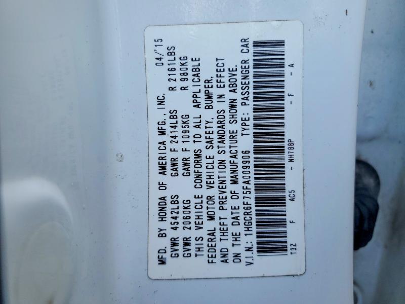 2015 Honda Accord მანქანა იყიდება აუქციონზე, vin: 1HGCR6F75FA009906, აუქციონის ნომერი: 52697326
