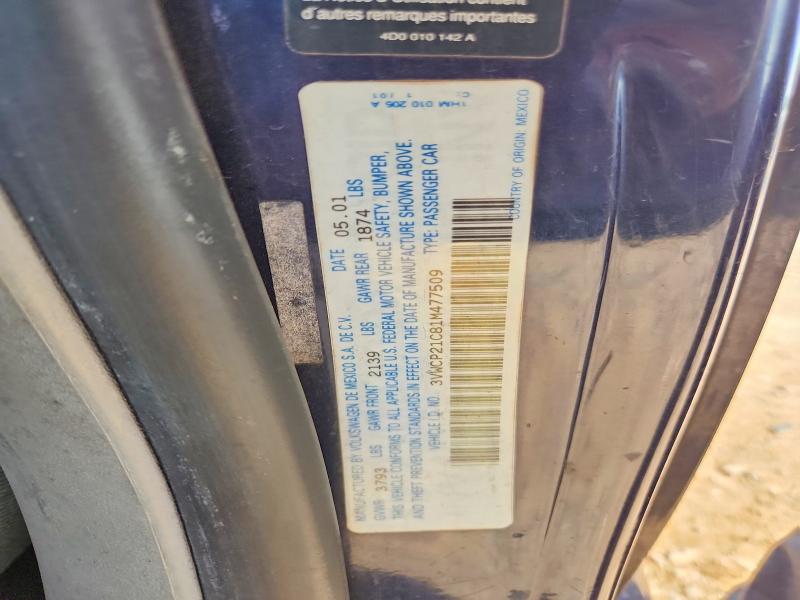 Aukcja sprzedaży 2001 Volkswagen New Beetle, vin: 3VWCP21C81M477509, numer aukcji: 55324166