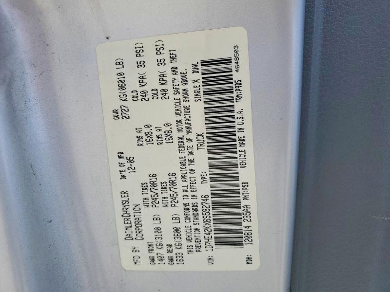 Продажа на аукционе авто 2006 Dodge Dakota, vin: 1D7HE42KX6S592746, номер лота: 54273296