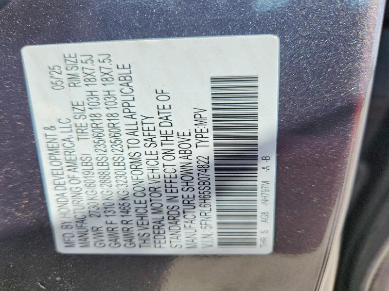 55179866 :رقم المزاد ، 5FNRL6H65SB074822 vin ، 2025 Honda Odyssey مزاد بيع