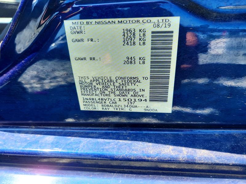 Продаж на аукціоні авто 2020 Nissan Altima, vin: 1N4BL4BV7LC150194, номер лоту: 54140416