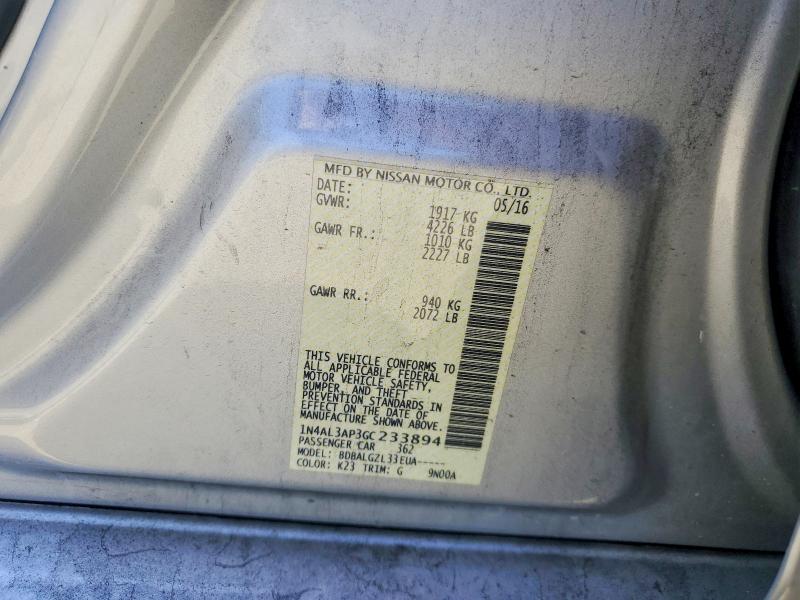 Aukcja sprzedaży 2016 Nissan Altima, vin: 1N4AL3AP3GC233894, numer aukcji: 54138946