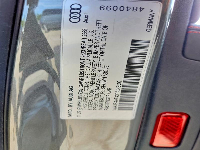 53776826 :رقم المزاد ، WAUB4AF43RA043992 vin ، 2024 Audi S4 مزاد بيع