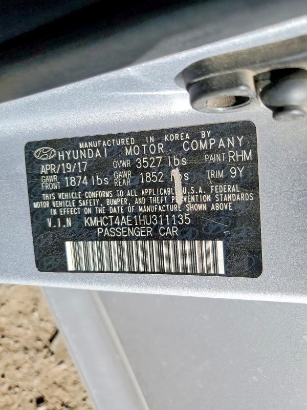 Продажа на аукционе авто 2017 Hyundai Accent, vin: KMHCT4AE1HU311135, номер лота: 52226396