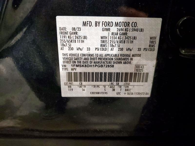 54410606 :رقم المزاد ، 1FMSK8DH1PGB72858 vin ، 2023 Ford Explorer مزاد بيع