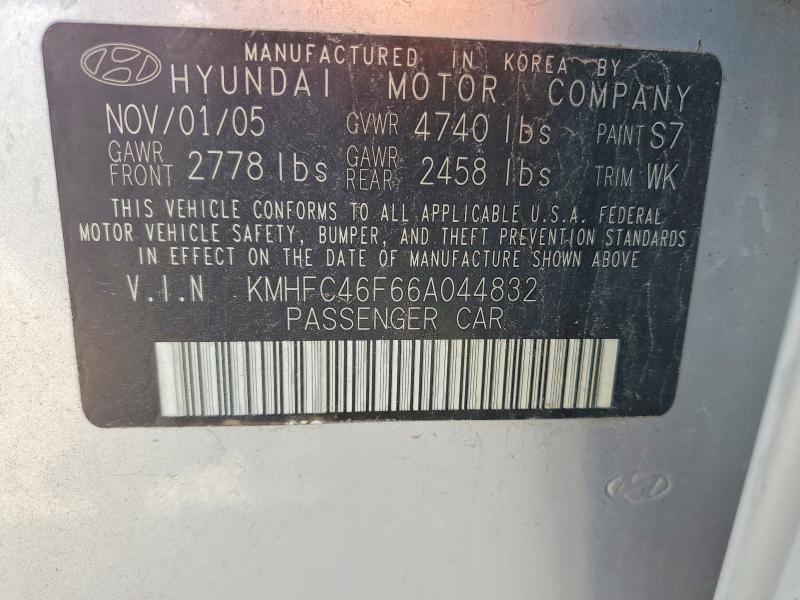 Aukcja sprzedaży 2006 Hyundai Azera, vin: KMHFC46F66A044832, numer aukcji: 53553396