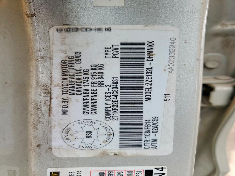52146486 :رقم المزاد ، 2T1KR32E44C804631 vin ، 2004 Toyota Corolla Matrix مزاد بيع