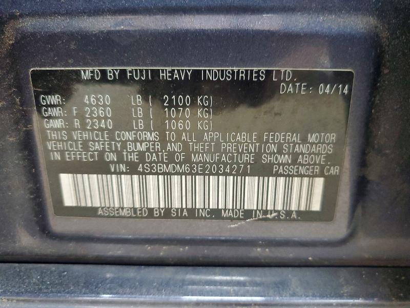 2014 Subaru Legacy მანქანა იყიდება აუქციონზე, vin: 4S3BMDM63E2034271, აუქციონის ნომერი: 52944486
