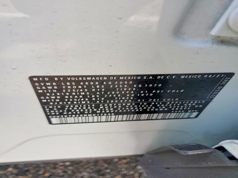 52061196 :رقم المزاد ، 3VV2X7B2XNM017549 vin ، 2022 Volkswagen Taos مزاد بيع