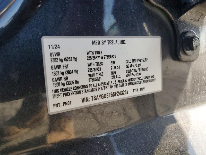 Продажа на аукционе авто 2025 Tesla Model Y, vin: 7SAYGDEF6SF243287, номер лота: 54224746