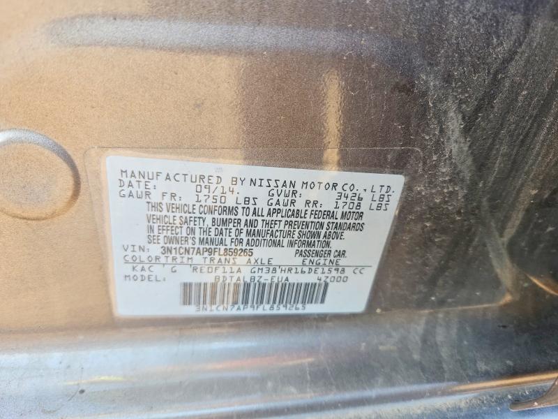 55391486 :رقم المزاد ، 3N1CN7AP9FL859265 vin ، 2015 Nissan Versa مزاد بيع