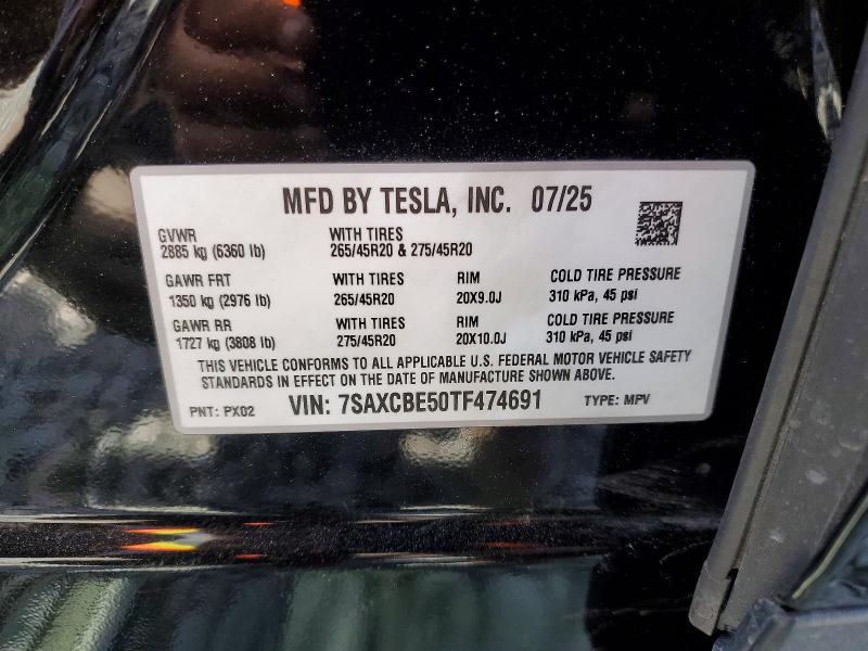 Продаж на аукціоні авто 2026 Tesla Model X, vin: 7SAXCBE50TF474691, номер лоту: 52415136