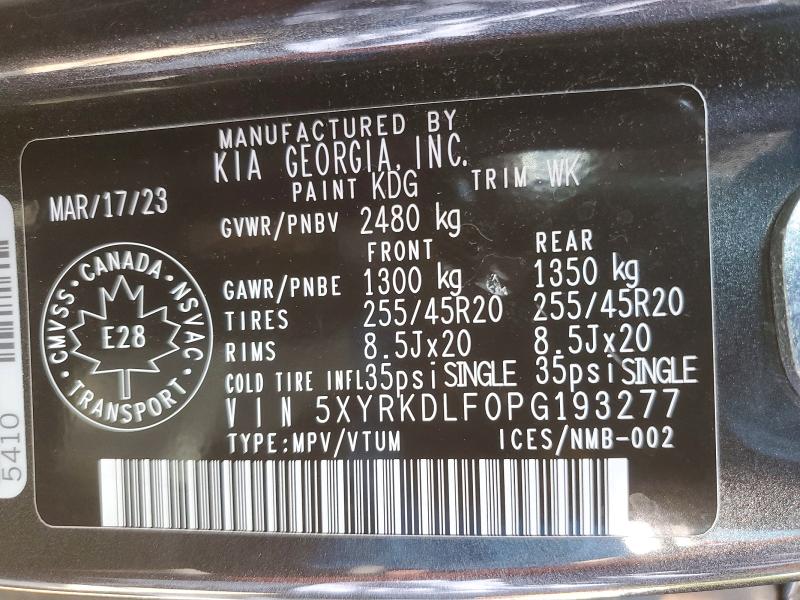 Aukcja sprzedaży 2023 Kia Sorento, vin: 5XYRKDLF0PG193277, numer aukcji: 53758876