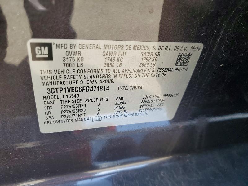 55392446 :رقم المزاد ، 3GTP1VEC6FG471814 vin ، 2015 Gmc Sierra مزاد بيع