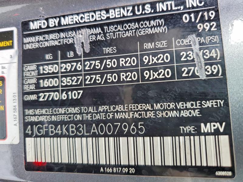 55093396 :رقم المزاد ، 4JGFB4KB3LA007965 vin ، 2020 Mercedes-benz Gle مزاد بيع