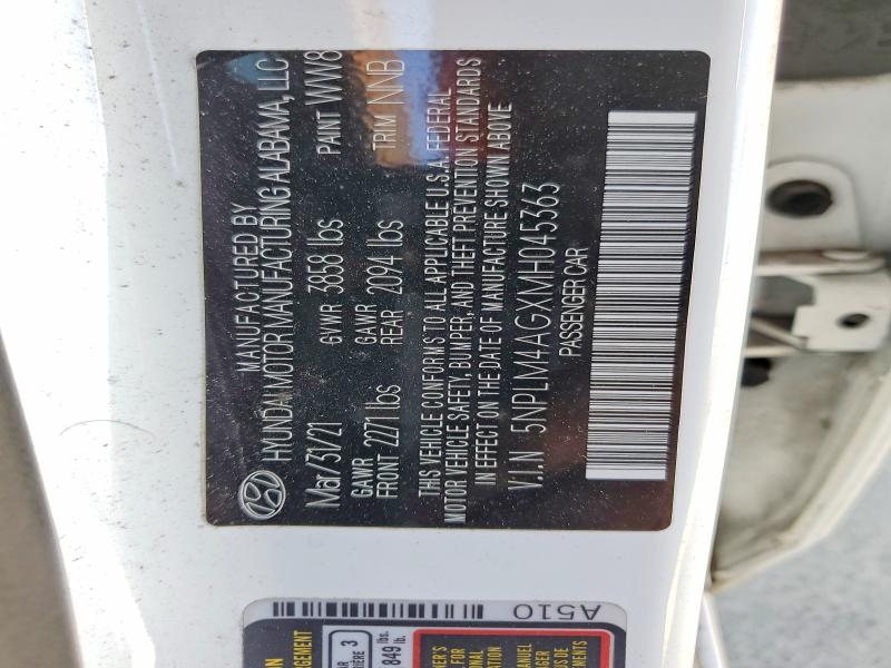 2021 Hyundai Elantra მანქანა იყიდება აუქციონზე, vin: 5NPLM4AGXMH045363, აუქციონის ნომერი: 54087266