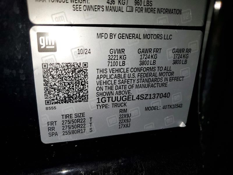 Aukcja sprzedaży 2025 Gmc Sierra, vin: 1GTUUGEL4SZ137040, numer aukcji: 53883196