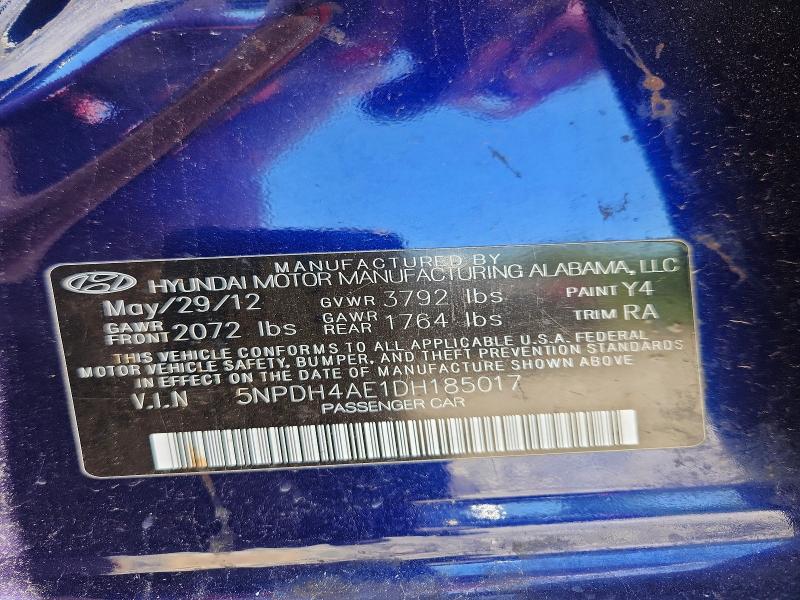 Продаж на аукціоні авто 2013 Hyundai Elantra, vin: 5NPDH4AE1DH185017, номер лоту: 53215156