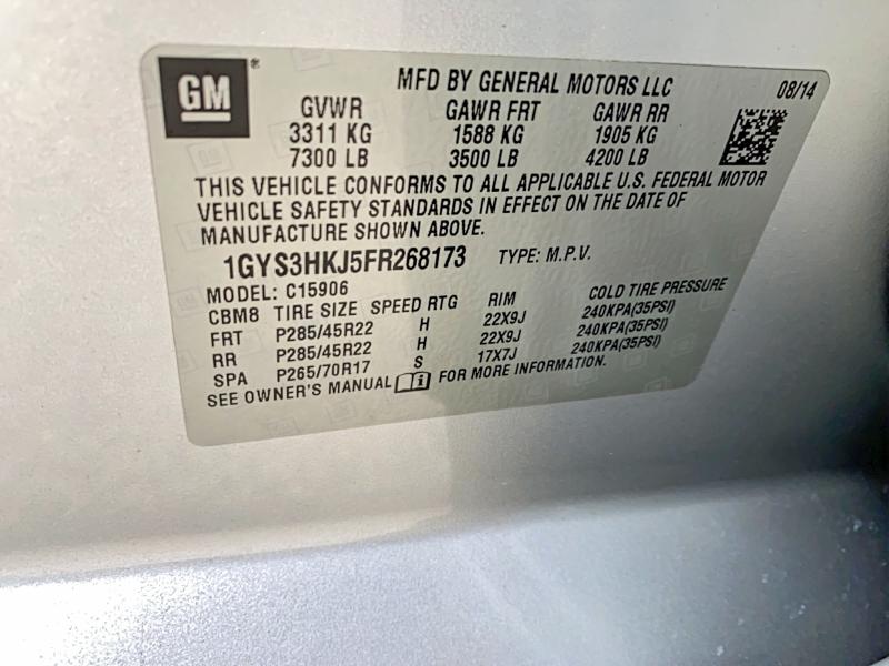 Aukcja sprzedaży 2015 Cadillac Escalade, vin: 1GYS3HKJ5FR268173, numer aukcji: 52848936