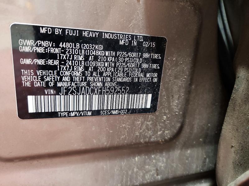 Aukcja sprzedaży 2015 Subaru Forester, vin: JF2SJADCXFH592552, numer aukcji: 51790796