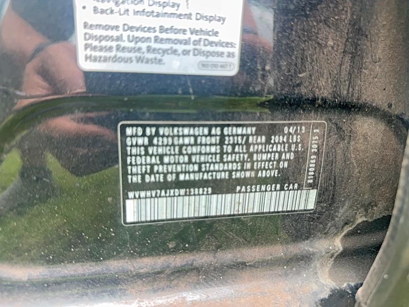 Продажа на аукционе авто 2013 Volkswagen Gti, vin: WVWHV7AJXDW138829, номер лота: 55836806