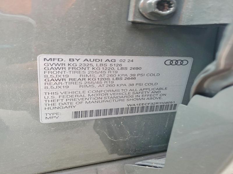Aukcja sprzedaży 2024 Audi Q3, vin: WA1EECF32R1108051, numer aukcji: 55394886
