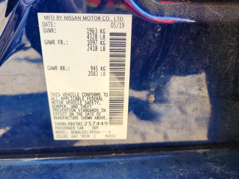 Aukcja sprzedaży 2019 Nissan Altima, vin: 1N4BL4BV3KC257449, numer aukcji: 53212976
