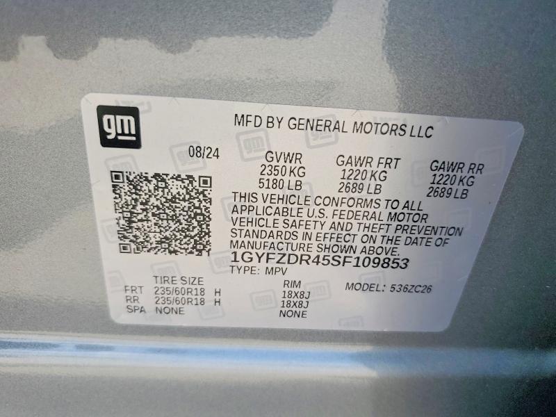 53436286 :رقم المزاد ، 1GYFZDR45SF109853 vin ، 2025 Cadillac Xt4 مزاد بيع
