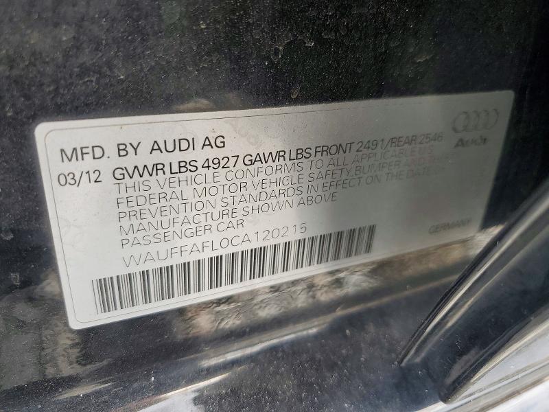 52202406 :رقم المزاد ، WAUFFAFL0CA120215 vin ، 2012 Audi A4 مزاد بيع