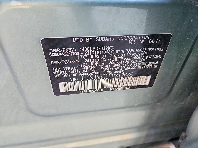 Продаж на аукціоні авто 2017 Subaru Forester, vin: JF2SJABC5HH812685, номер лоту: 52011306
