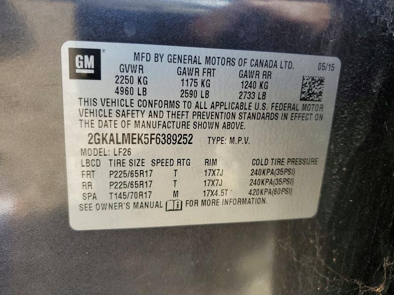 Продаж на аукціоні авто 2015 Gmc Terrain, vin: 2GKALMEK5F6389252, номер лоту: 55067086