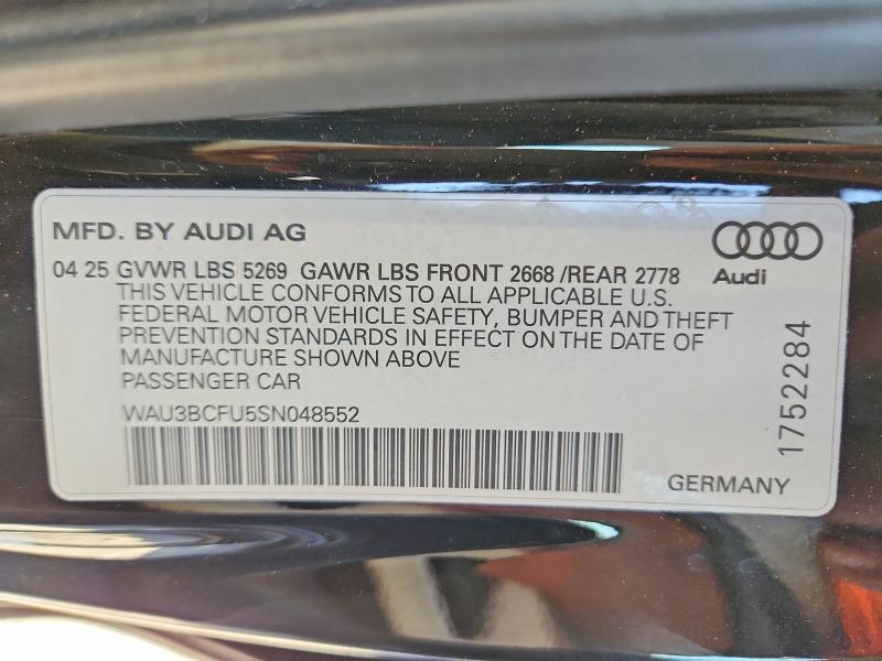 Продажа на аукционе авто 2025 Audi A5, vin: WAU3BCFU5SN048552, номер лота: 51910966