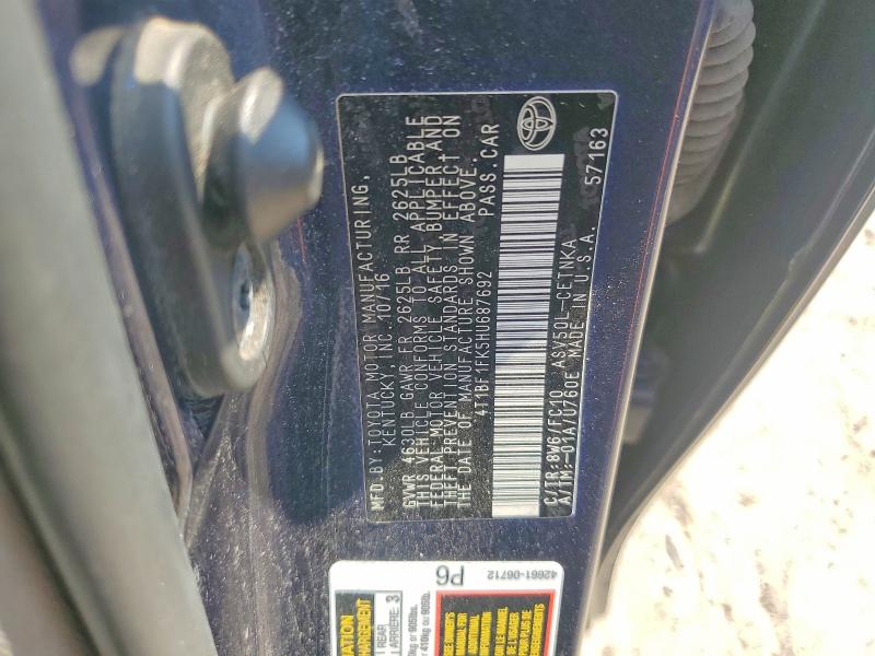 Продаж на аукціоні авто 2017 Toyota Camry, vin: 4T1BF1FK5HU687692, номер лоту: 53261426