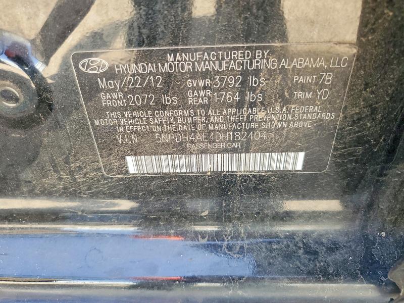 Продаж на аукціоні авто 2013 Hyundai Elantra, vin: 5NPDH4AE4DH182404, номер лоту: 54990706